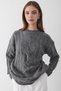 Women's Anthracite Knitted Patterned Sweater - 4