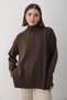 Women's Brown Oversized Turtleneck Sweater