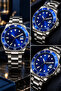 Steel Men's Blue Wristwatch with Silver Strap Color Bracelet Gift - 4