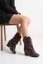 Women's Silver Cowboy Wide-Calf Boots - Brown-Leather - 2