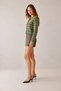 Women's Green Crew Neck Striped Knitwear Cardigan - 4