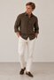 100% Pure Linen Relaxed Fit Long Sleeve Shirt Soil |   Mes128043-01 - 2