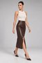 Brown Slit Faux Leather High-Waisted Maxi Skirt - 4