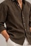 100% Pure Linen Relaxed Fit Long Sleeve Shirt Soil |   Mes128043-01 - 4