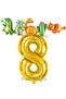 Golden Color Dinosaur with Number Balloons 8 Years Birthday Party Conjoined Balloon Set Dinosaur Theme Party Set - 2