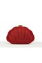 Red Women's Shiny Pleated Oyster Shell Luxury Design Stylish Evening Dress Bag Hand Shoulder Bag