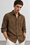 100% Pure Linen Striped Long Sleeve Regular Fit Men's Shirt |   Mes129774-01