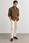 100% Pure Linen Striped Long Sleeve Regular Fit Men's Shirt |   Mes129774-01 - 2