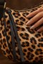 Original Women's Suede Luxury Soft Leather Vintage Half Moon Shape Trendy Model Zippered Large Main Compartment Internal Pocket Modern City Style Daily Stylish Hand and Shoulder Bag |   22X38X8 cm - Leopard Pattern - 7