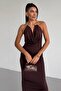 Metal Accessory Detailed Open Back Slit Maxi Length Women's Evening Dress - 2