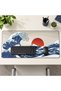 Gaming Mouse Pad with Japanese Wavy Design XXL 800 x 300 mm - Extended Mouse Pad with Japanese Aesthetic Design and Stitched Edges, Anti-Slip and Waterproof Mouse Pad for Gaming, Office, and Home