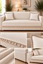 90X200 cm Minimal Ruffle Sofa Cover and 2 Pieces 40X40 cm Throw Pillow Covers Set - 2