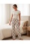 Women's 3-Piece Pajama Bottom Set - Single Jersey Fabric, Cotton, Apple Print - 4