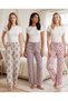 Women's 3-Piece Pajama Bottom Set - Single Jersey Fabric, Cotton, Apple Print