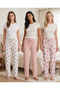 Women's 3-Piece Pajama Bottom Set - Single Jersey Fabric, Cotton, Laci Pattern