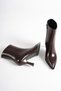 Women's Patent Leather Pointed Toe Thin Heeled Stylish Daily Winter Boots (9cm)