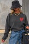 Women's Premium Fabric 3 Thread Raised Heart Printed Sweatshirt