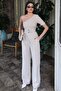 Tencel Fabric Single Shoulder Belted Suit - Beige