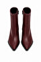 Pointed Toe Thick Heel Side Zipper Burgundy Heeled Stretch Boots - 3