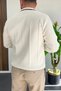 Men's Polo Collar Zippered Sweater White Edw510 - 3