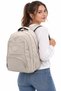 Beige School Bag Waterproof Fabric Unisex School Backpack 1710