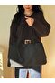 Women's Black Eda Model Suede Large Bag - 2