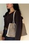 Women's Beige Eda Model Suede Large Bag - 5