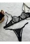 Black Tiny Heart Patterned Lingerie Set (Bra & Thong) - 7