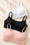 Women's Colorful 3-Piece String Strap Padded Half Tank Top 95% Cotton