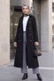 Double Button Belted Trench Coat - Black - 6