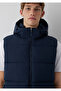 Men's Navy Blue Hooded Vest Dark Gray Vest - 5
