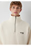 Logo Printed Half-Zip Beige Sweatshirt 0S10678-70072 - 6