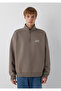 Logo Printed Semi-Zipper Brown Sweatshirt 0S10208-87875 - 3