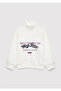 Jeans Printed Semi-Zip Ecru Sweatshirt 7S10191-70057 - 2