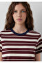 Burgundy Striped T-Shirt Regular Fit / Normal Cut 1614188-87982 - 6