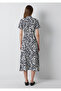 Linen Blend Printed Navy Blue Dress 1310764-91679 - 6