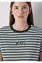 Logo Printed Striped Green T-Shirt Regular Fit / Normal Cut 1614397-91642 - 6