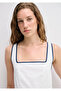 Square Collar White Dress with Piping Detail 1310929-70057 - 3