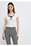 Ribbon Detailed Ecru T-Shirt Crop / Short Cut 1613967-70057 - 2