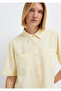 Short Sleeve Yellow Crop Shirt Loose Fit / Relaxed Fit 1211458-89145 - 3