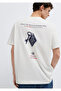Resort Printed Ecru T-Shirt Loose Fit / Comfortable Cut 0613160-70057