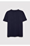 Logo Printed Navy Blue T-Shirt Shorts Set Loose 6t10003-84371 - 5
