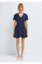 Polka Dot Navy Blue Short Dress 1310760-91521 - 4