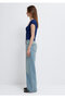 Square Neck Navy Blue T-Shirt Fitted / Bodycon Cut 1614388-70491 - 5