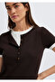 Wool Blend Double Layered Brown T-Shirt Slim Fit / Narrow Cut 1614114-90892 - 3