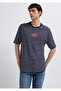 Logo Printed Striped Navy Blue T-Shirt Loose Fit / Comfortable Loose Cut 0613600-84371 - 2