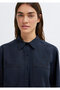Navy Blue Crop Shirt Loose Fit / Relaxed Comfortable Cut 1211458-91598 - 7