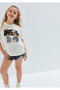 Mickey Mouse Printed Ecru T-Shirt Loose Fit / Comfortable Loose Cut 7610419-70057