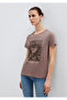 Butterfly Printed Brown T-Shirt Semi Slim Fit 1613867-70383 - 2