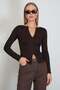 Double Zipper Crew Neck Slim Fit Blouse